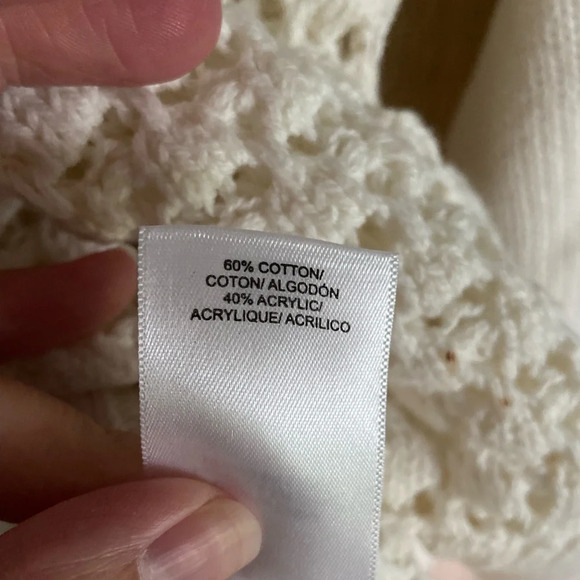Lucky Brand Textured Dot Crew Neck Sweater Ivory Sz Medium - Picture 11 of 11